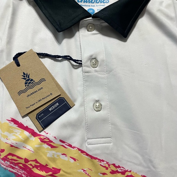 Chubbies The Tennis Champ Performance Golf Polo Multicolor Mens Shirt Size M - Picture 2 of 6